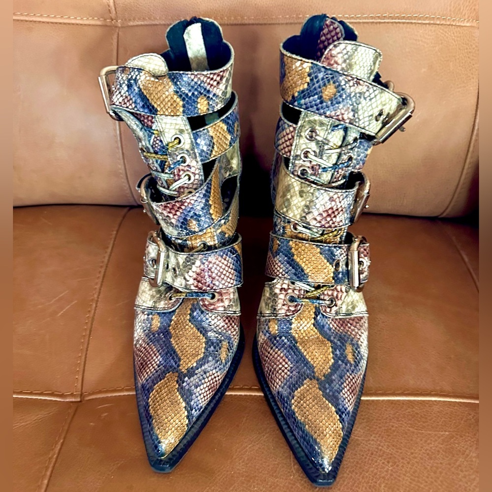 Jeffery Campbell multi color snake print boots - Picture 5 of 7